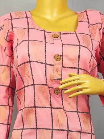 Kurti With Check & Gold Print